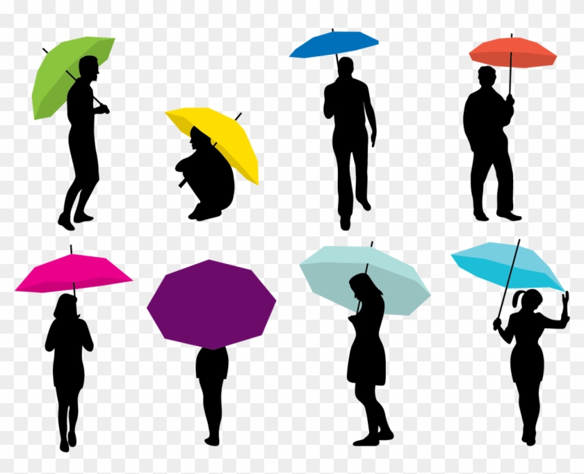 Silhouette People At Getdrawings - Person Holding An Umbrella Clipart