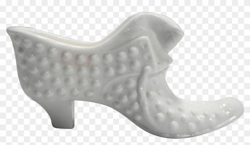 Fenton Hobnail White Milk Glass Shoe Slipper Cat Head - Basic Pump Clipart #4238156