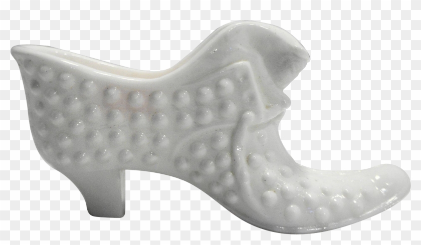 Fenton Hobnail White Milk Glass Shoe Slipper Cat Head - Basic Pump Clipart