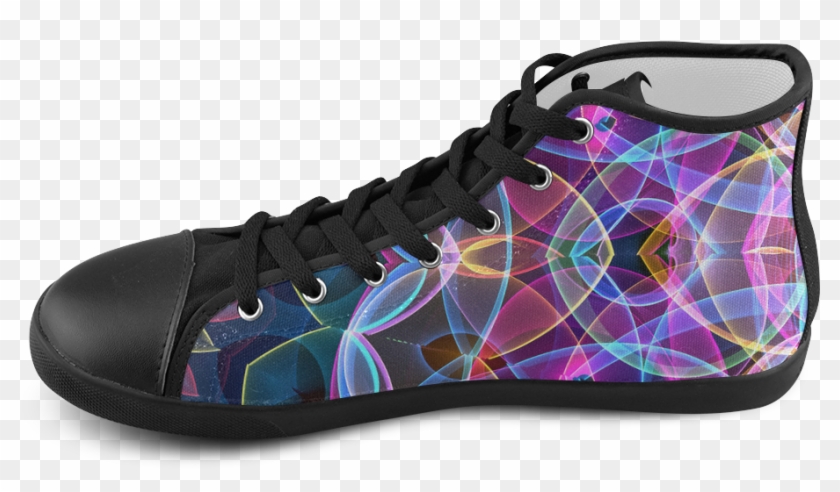 Rainbow Bubbles Mandala Abstract Art High Top Canvas - Shoe Clipart #4238662