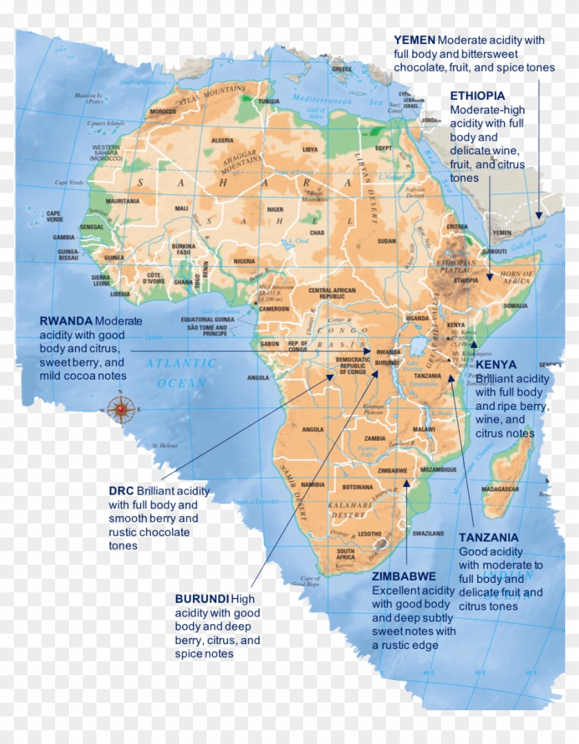 Africa, Largely Believed To Be The Birthplace Of Coffee, - Serengeti Plain Map Clipart