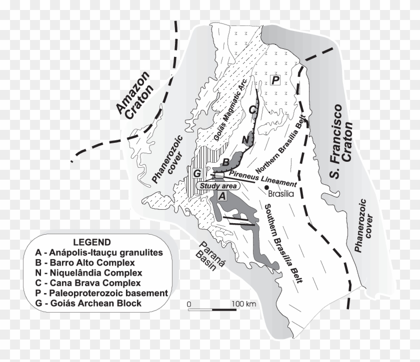 Geological Sketch Map Of The Eastern Part Of The Tocantins - Faixa Brasília Craton São Francisco Clipart #4243281