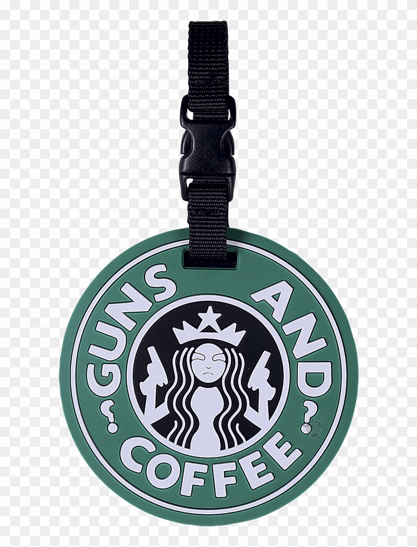 Guns And Coffee Luggage Tag - Starbucks Clipart