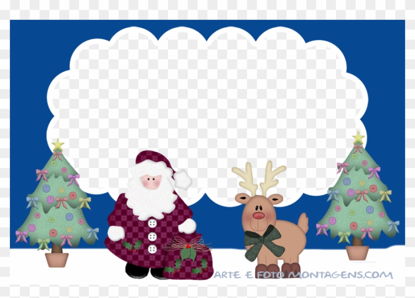 Natal - Papainoel - Rena - Moldura Azul Natal Em Png Clipart