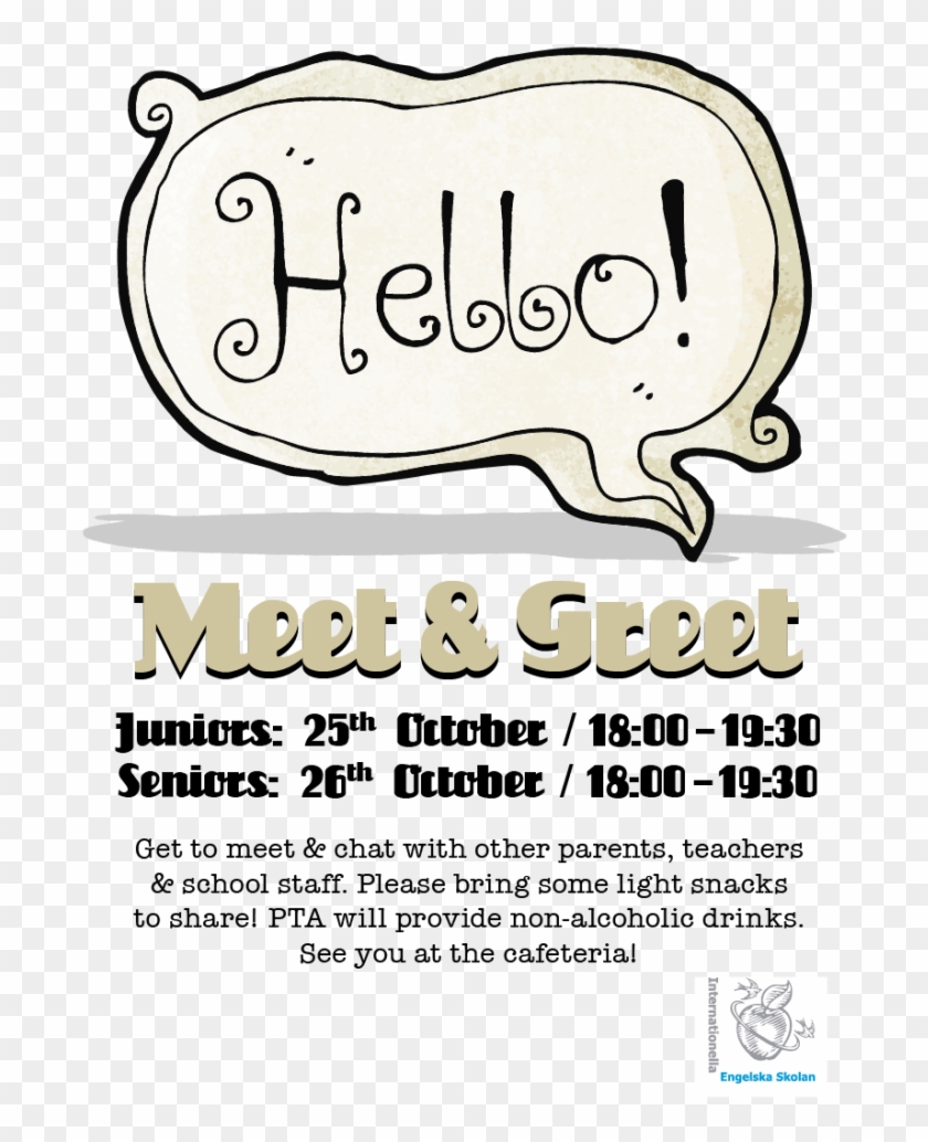 Meet & Greet Say Hi To Other Parents And The Staff - Cartoon Clipart