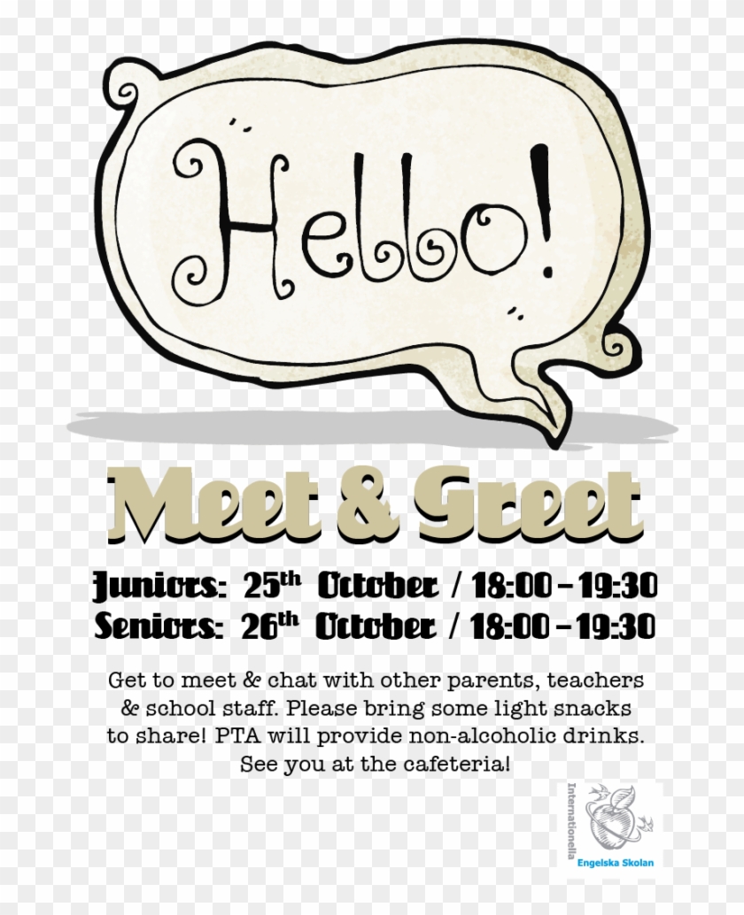 Meet & Greet Say Hi To Other Parents And The Staff - Cartoon Clipart #4250366