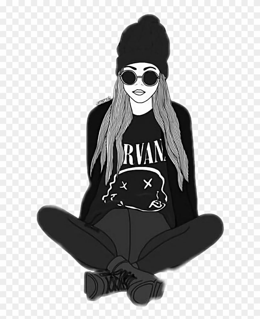 #nirvana #girl #black #hipster - Girl Nirvana Clipart #4251448
