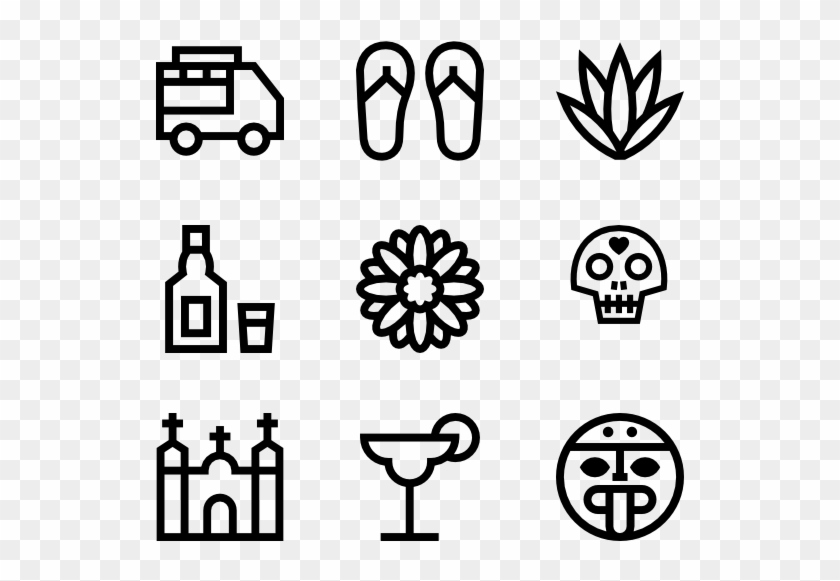 Mexican Elements - Hand Drawn Social Media Icons Png Clipart