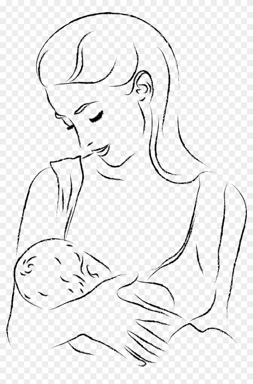 Breast-feeding Motherhood Mother Png Image - Breastfeeding Infants Black And White Clipart #4252393
