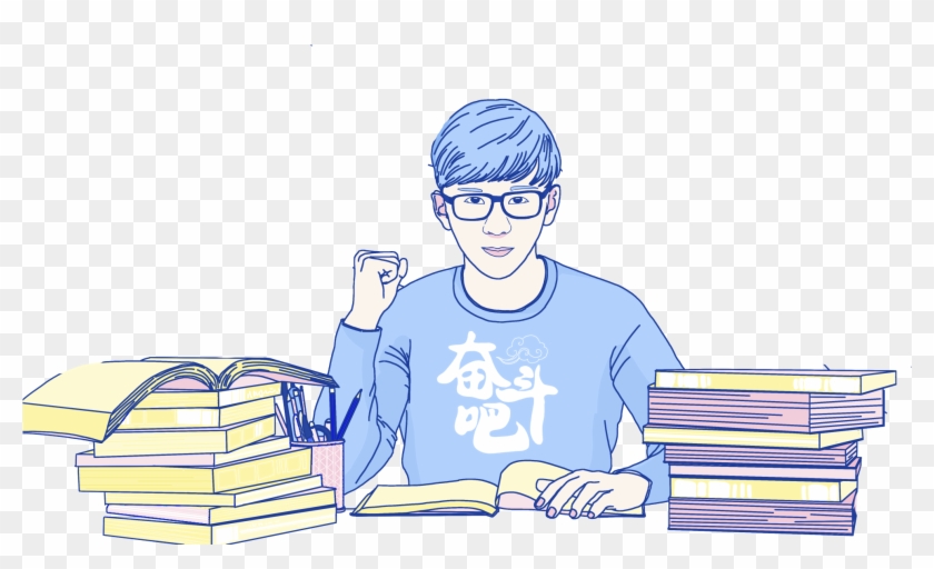 Hand Painted Fresh Boy Struggle Postgraduate Png And - Sitting Clipart