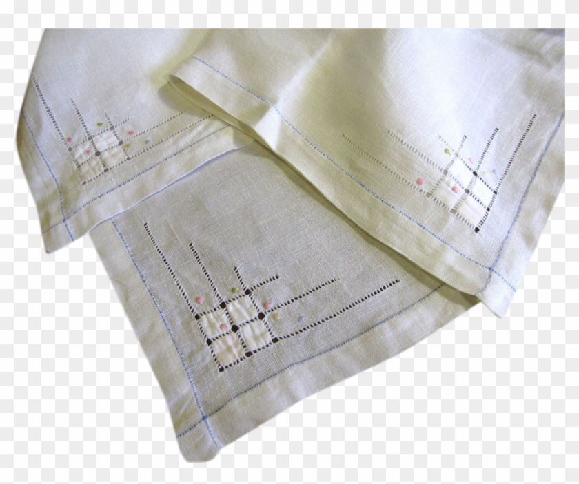 Nice Vintage Linen Embroidered Appliqued Tea Tablecloth - Stitch Clipart #4253869