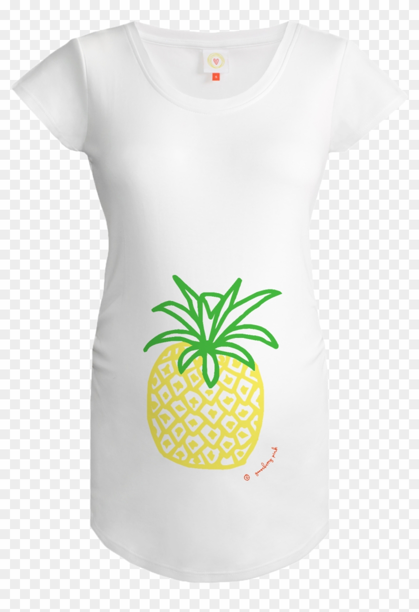 Gooseberry Pink Pineapple Maternity Top In White Organic - Top Clipart #4253939