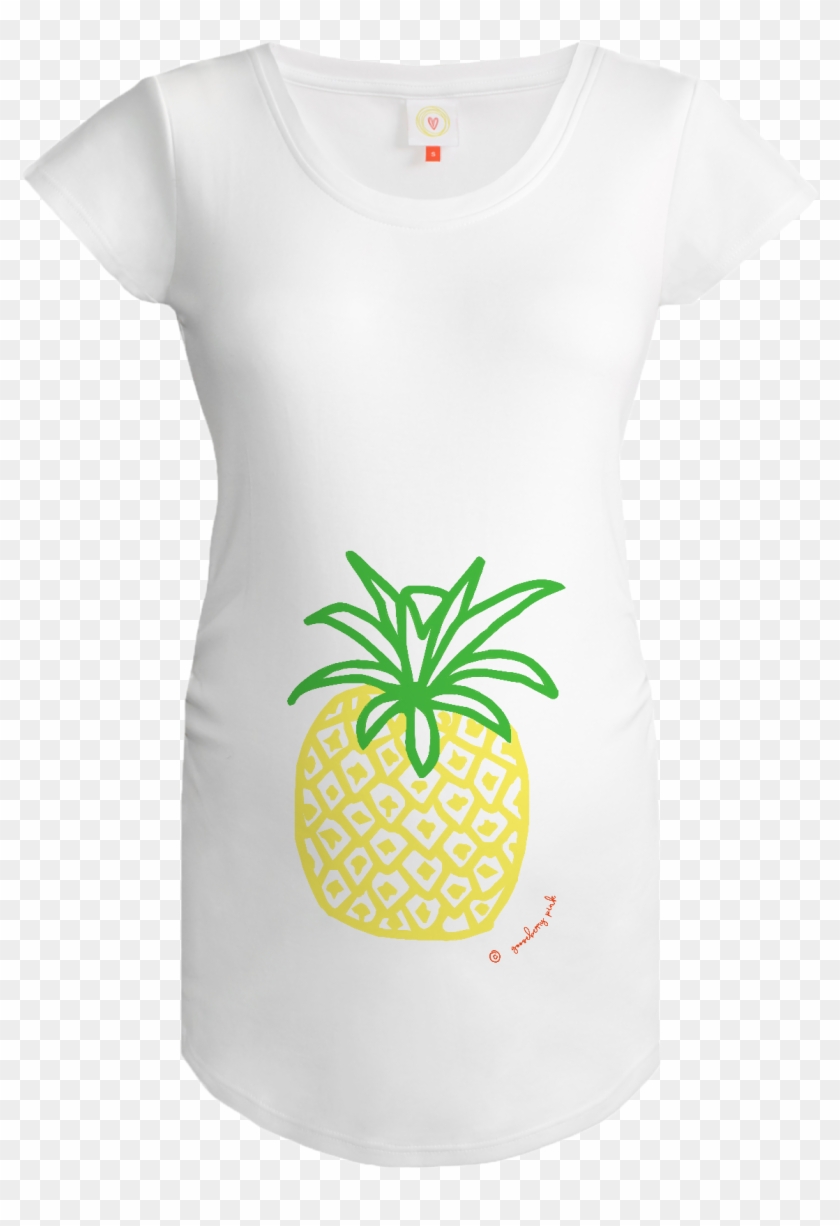 Gooseberry Pink Pineapple Maternity Top In White Organic - Top Clipart
