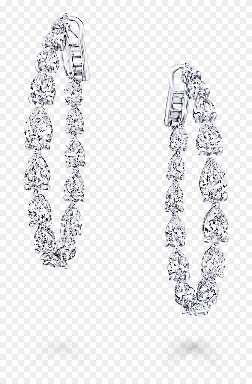 A Pair Of Classic Graff Hoop Earrings Featuring Pear - Pear Shaped Diamond Hoop Earrings Clipart #4254197