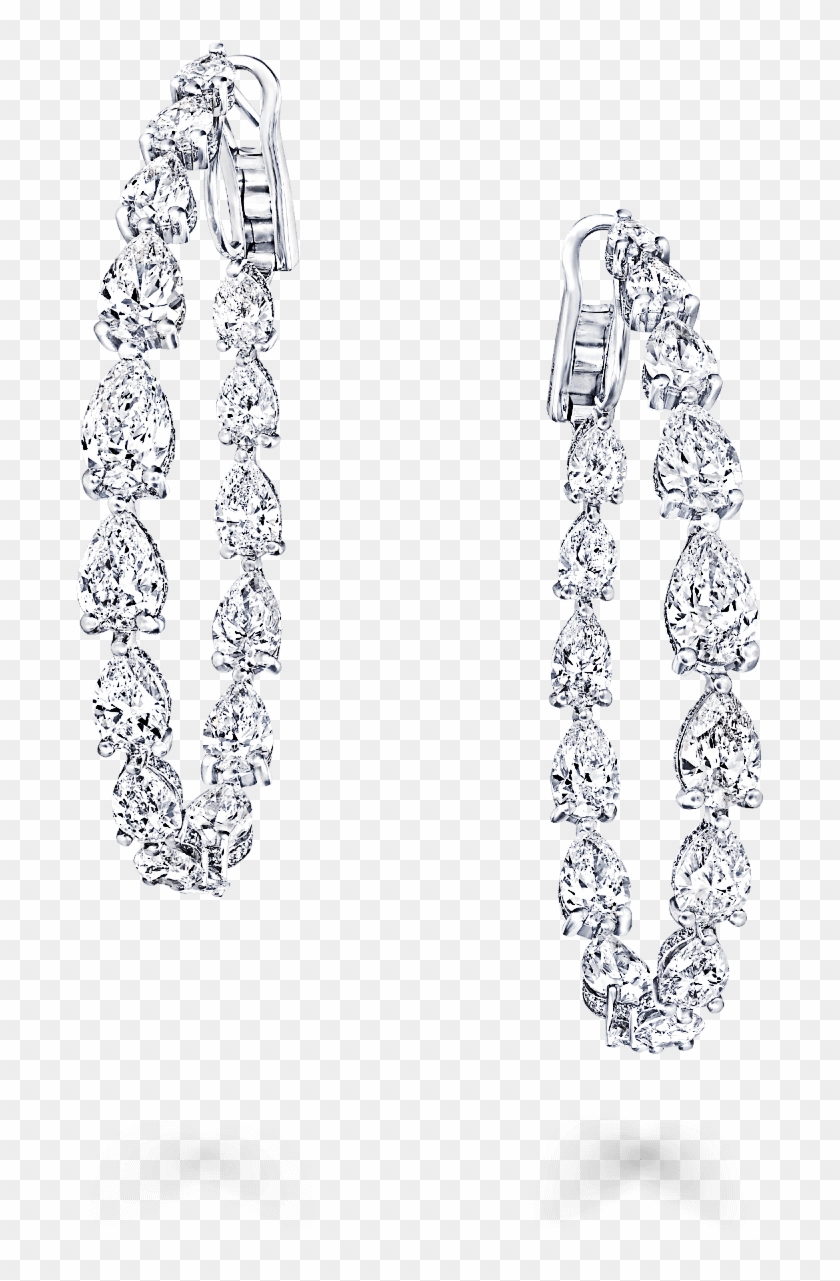 A Pair Of Classic Graff Hoop Earrings Featuring Pear - Pear Shaped Diamond Hoop Earrings Clipart