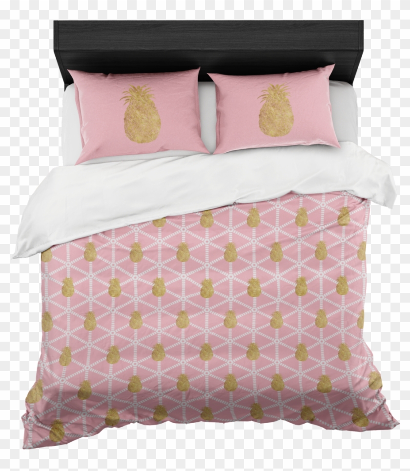 Millennial Pink And Gold Pineapple Bedding Collection- - Duvet Clipart