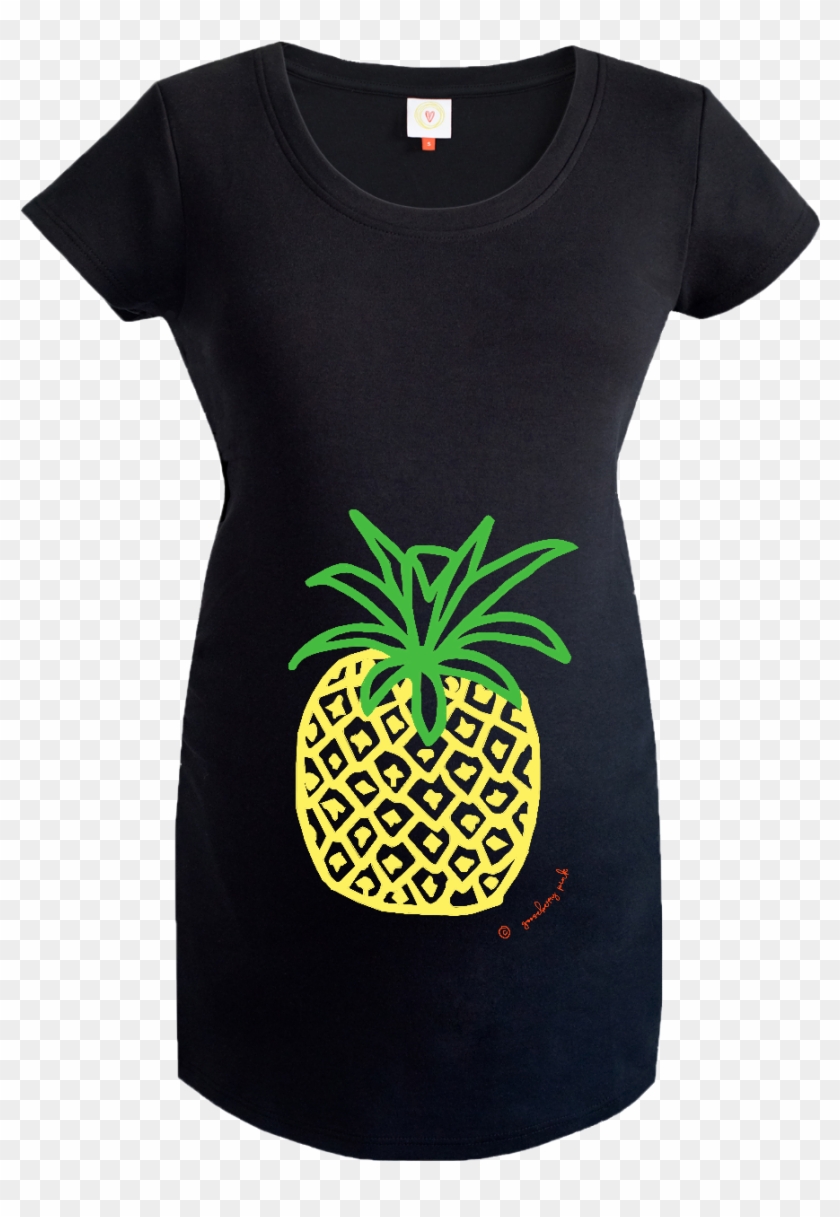 Gooseberry Pink Pineapple Maternity Top In Black Organic - Pineapple Clipart