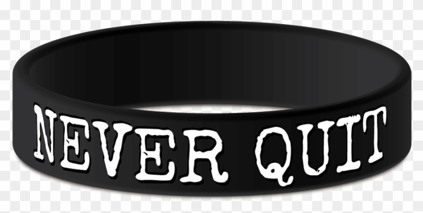 Never Quit Black Motivational Wristband With White - Love Exo Clipart