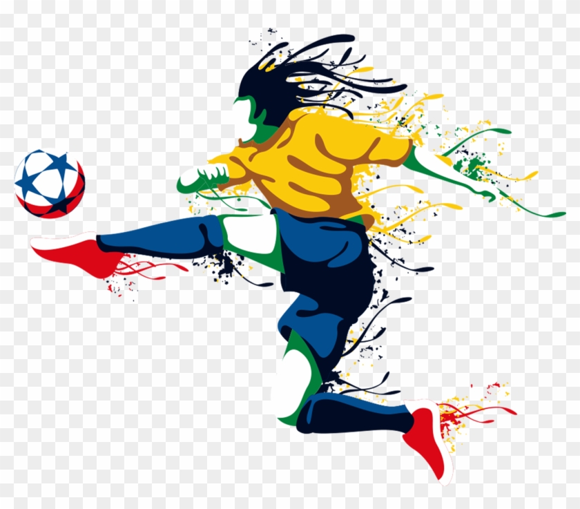 Hand Drawn Cartoon Kicking Soccer Character Decoration - Cartoon Football Player Hd Clipart