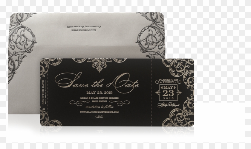 Luxury Ornate Boarding Pass Ticket Save The Date - Box Clipart #4258119