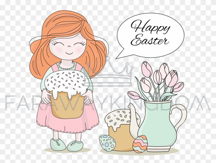 Easter Cake Great Religious Holiday Vector Illustration - Design Clipart #4261145