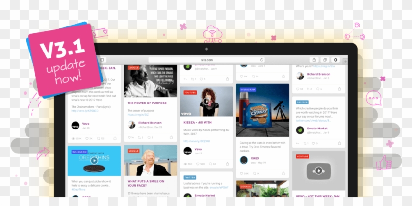 Flow-flow Builds Stunning Social Wall For Your Wordpress - Website Clipart #4263352