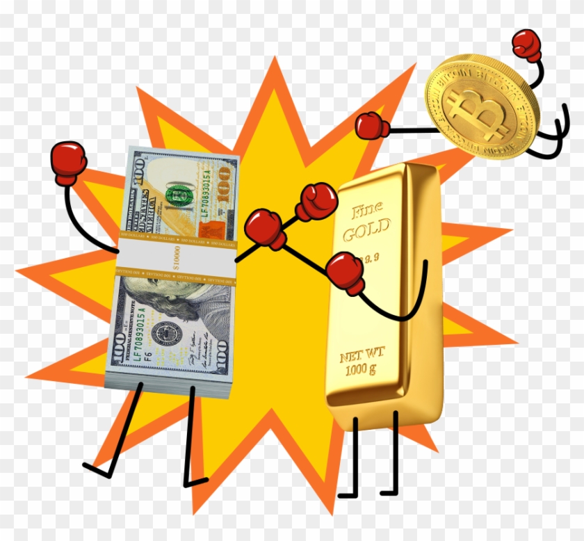 Gold Vs Usd Vs Bitcoin - Currency Clipart