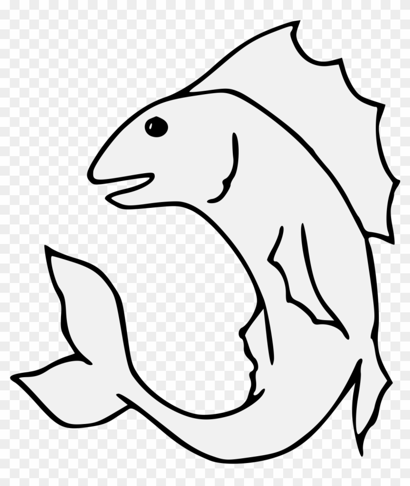 Carp Haurient Embowed - Line Art Clipart