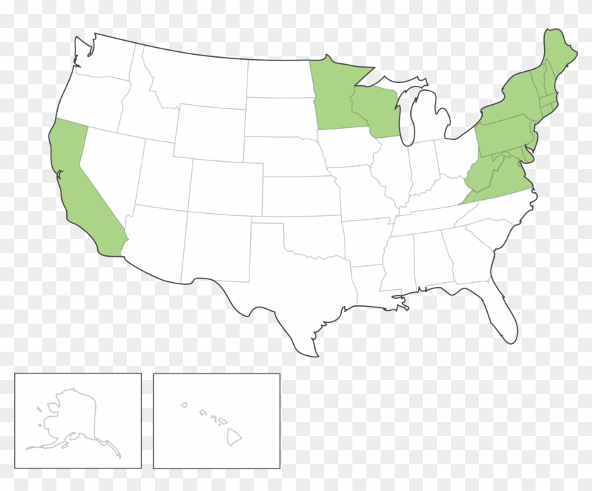 States In Green Have Especially Large Populations Of - High Resolution Maps Of The United States Clipart #4263969