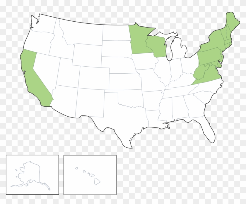 States In Green Have Especially Large Populations Of - High Resolution Maps Of The United States Clipart