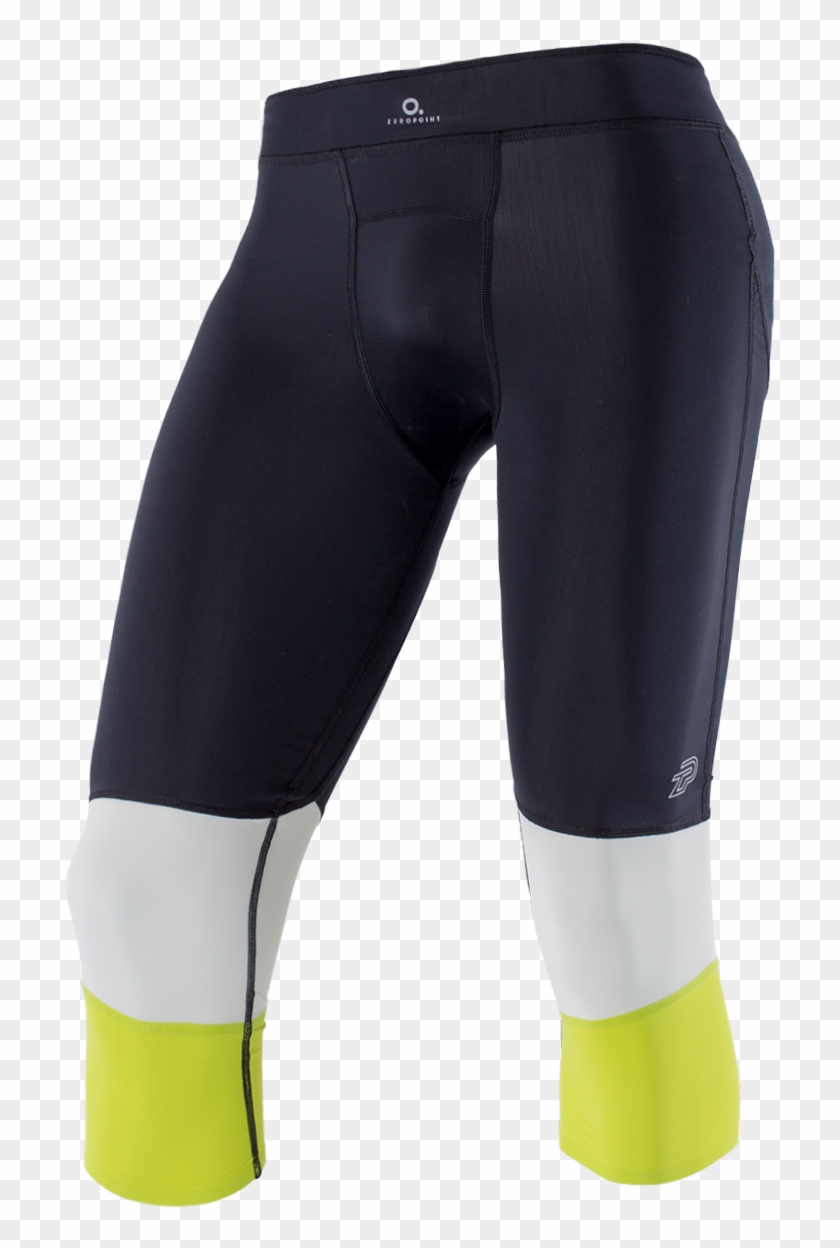 Men Athletic Compression 3-4 Tight Black Chartreuse - Spandex Clipart #4265123