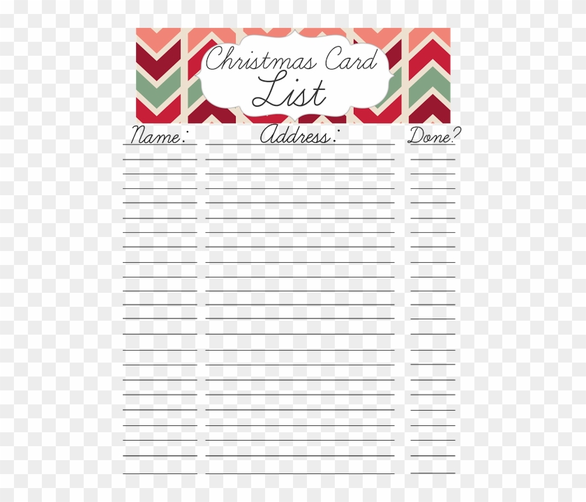 Free Christmas Card List Printable - Christmas Card List Printable Clipart