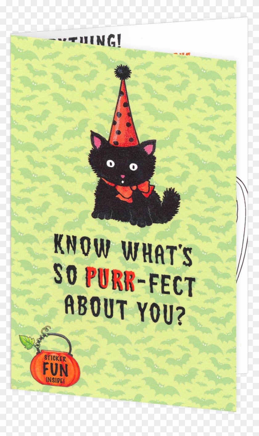 Black Cat Halloween Greeting Card - Halloween Greeting Cards Cat Clipart #4266731