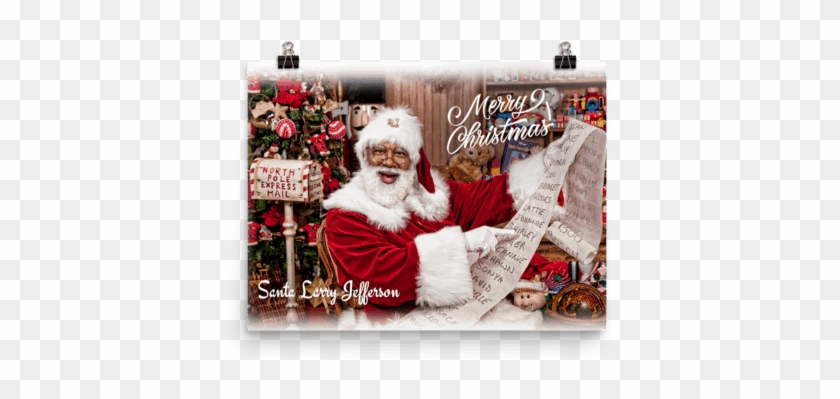 Santa Larry Christmas List Poster - Santa Claus Clipart