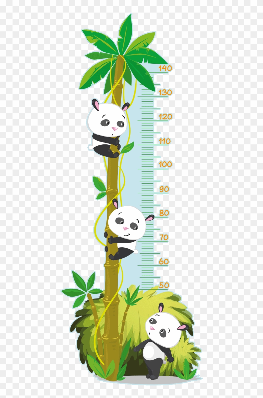 Sticker Toise Arbre Des Pandas Ambiance Sticker Col - Medidor Niños Panda Mono Clipart #4267968