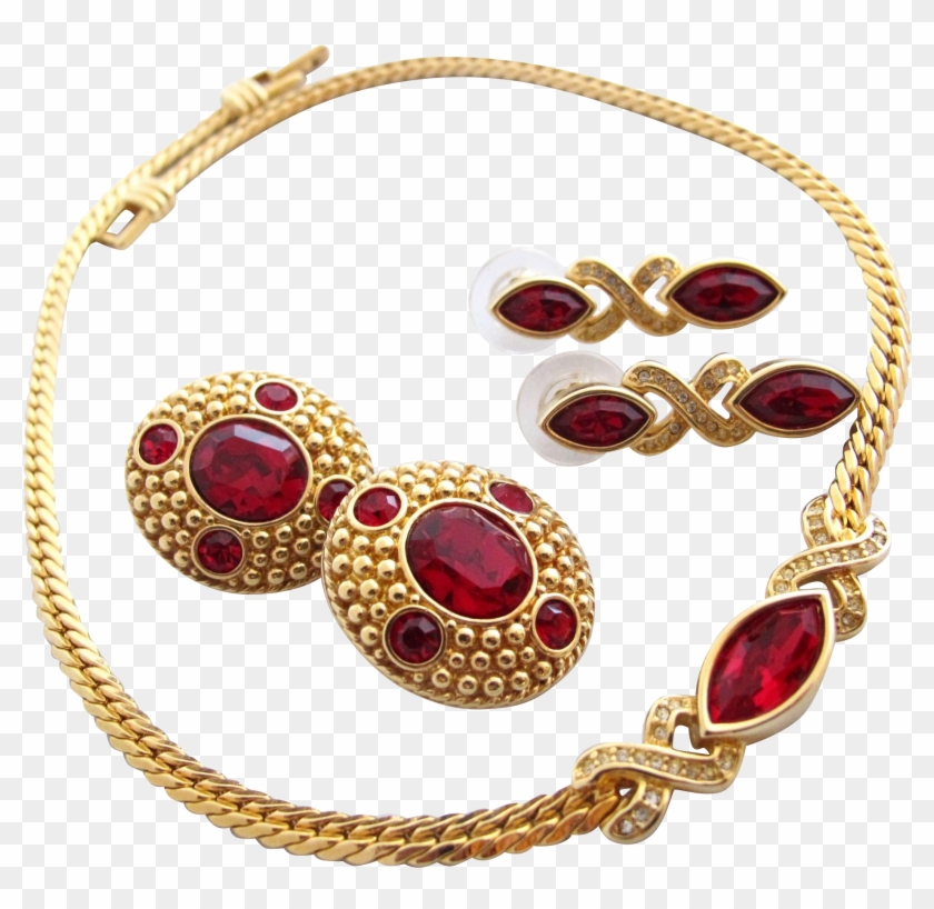 New Listing - Vintage S - A - L - Swarovski Red Rhinestone - Earrings Clipart #4268644