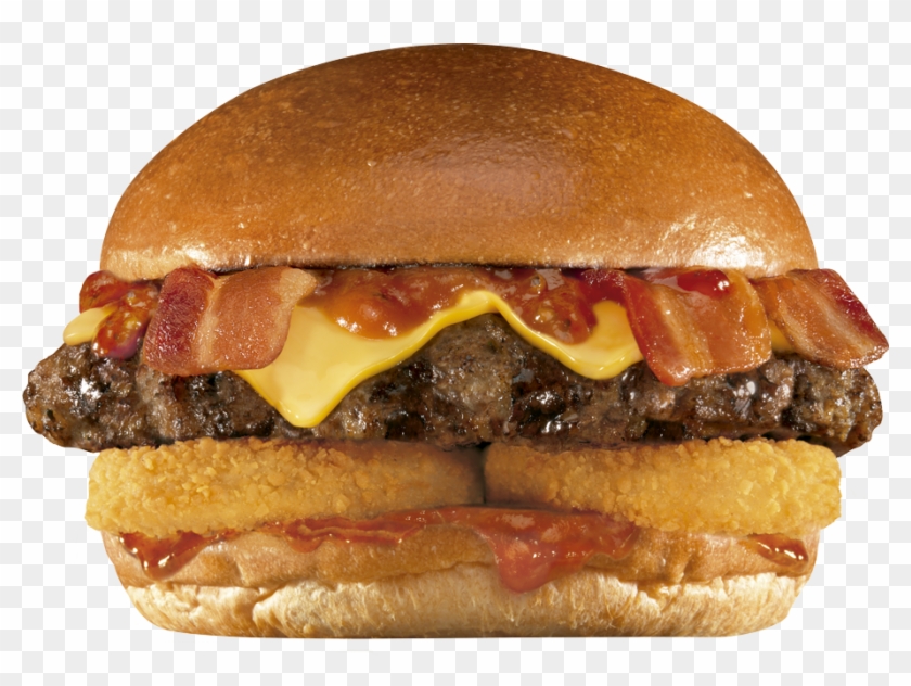 Carne De Res, Salsa Bbq, Queso Cheddar Y Cebolla Caramelizada - Carls Jr Western Bacon Clipart #4270409