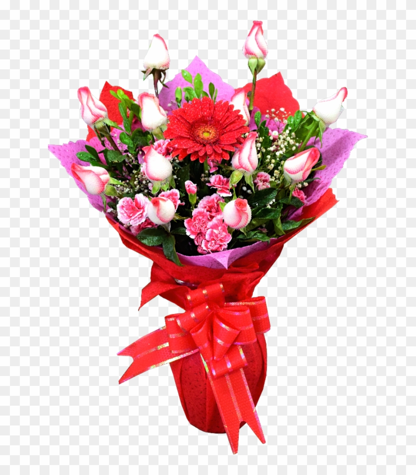 Florero De Rosas Blush Y Gerbera - Beau Images De Fleurs Clipart #4271296