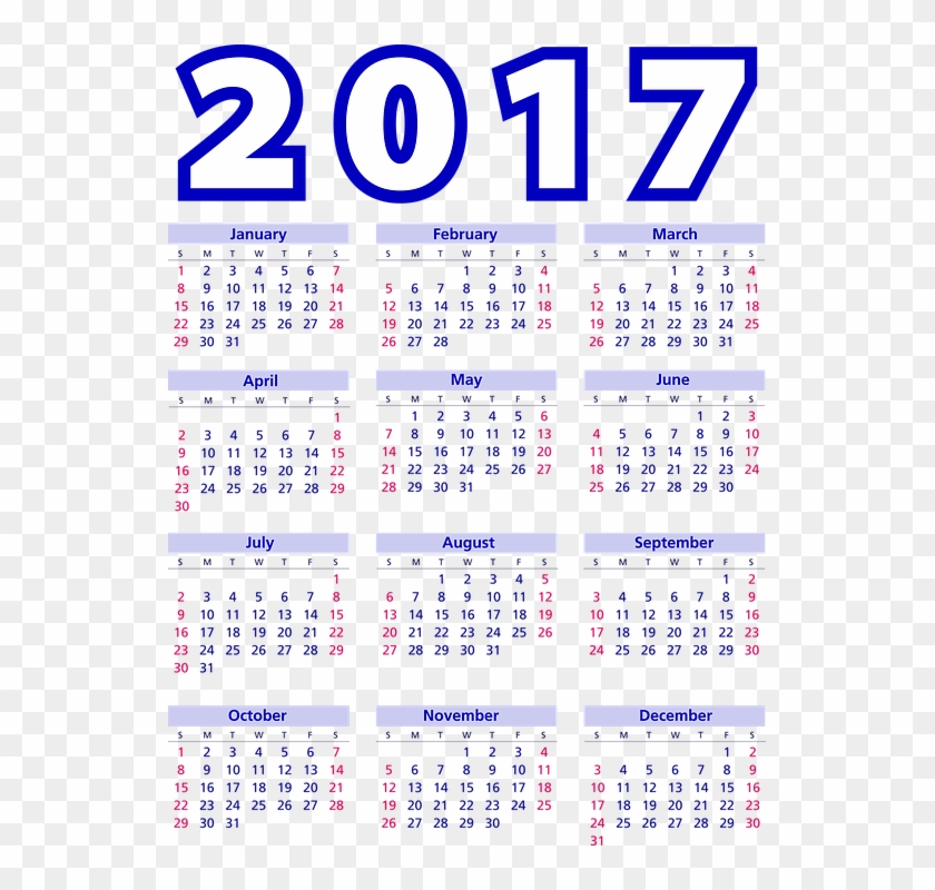 Calendario 2017 Png Italiano - Print 2018 Calendar One Page Clipart
