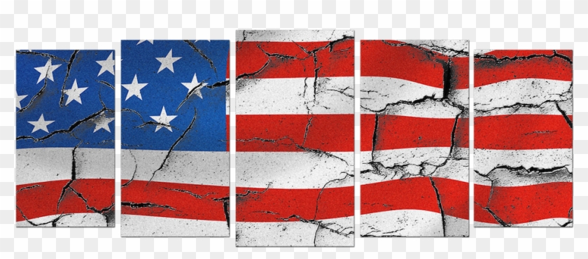 American Flag Distressed 5 Panel Canvas Wall Art - Visual Arts Clipart