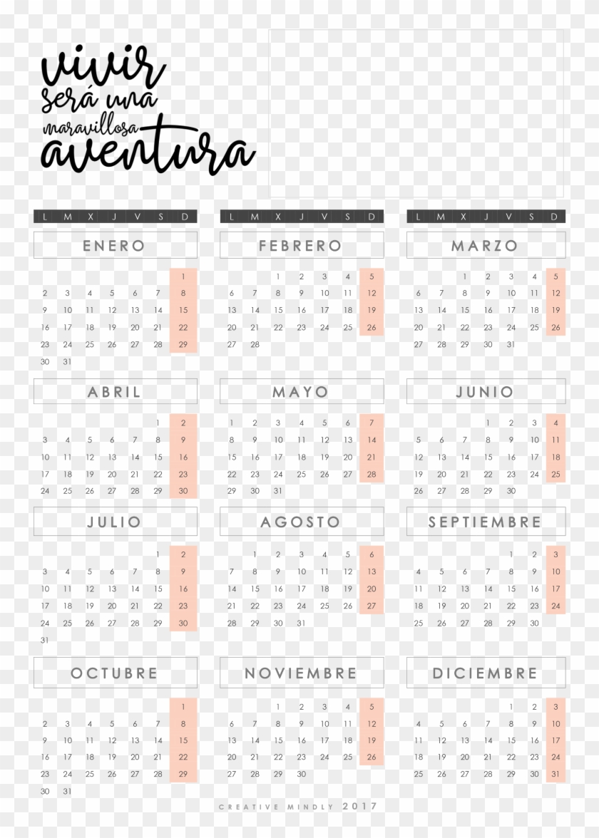 Los Calendarios Creative Mindly - Calendario 2018 Unicornios Separado Clipart #4272559