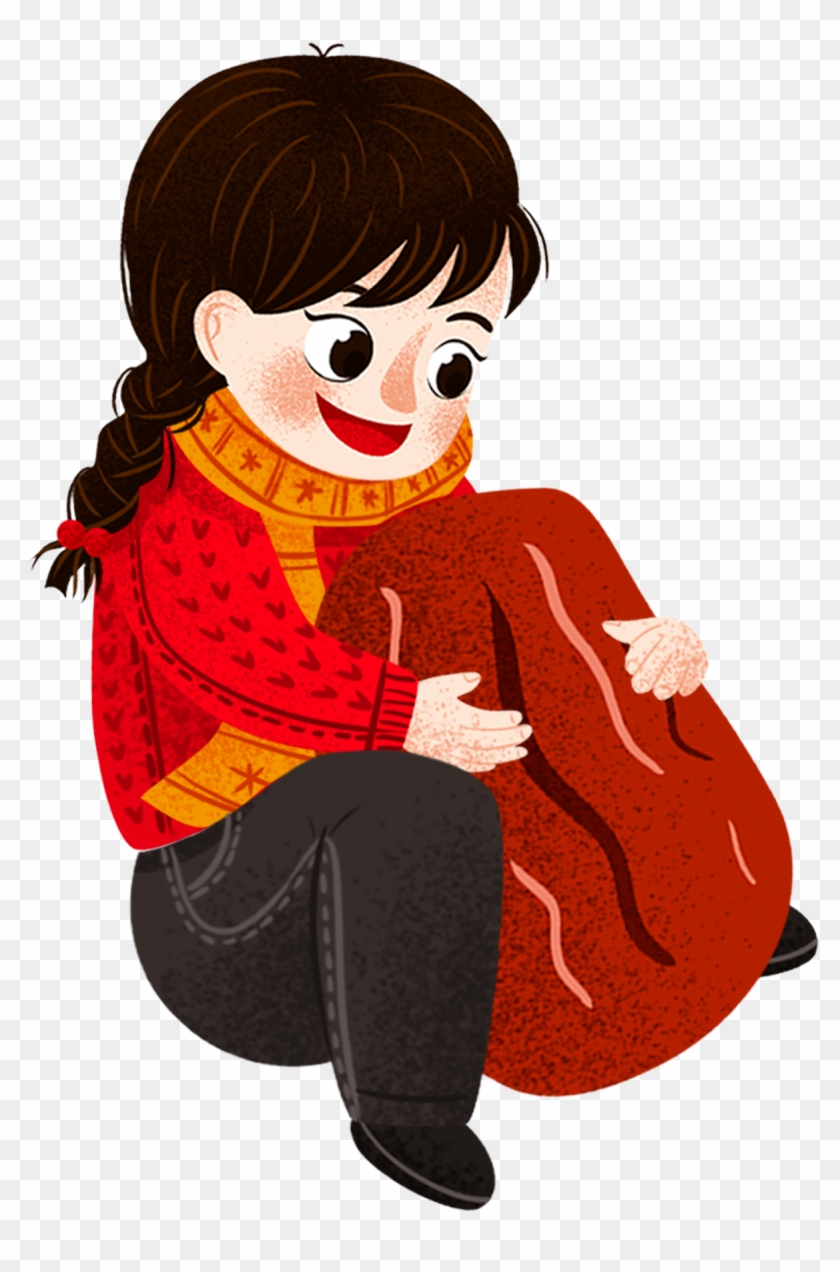 Mochila Garota Personagem Png E Psd - Sitting Clipart