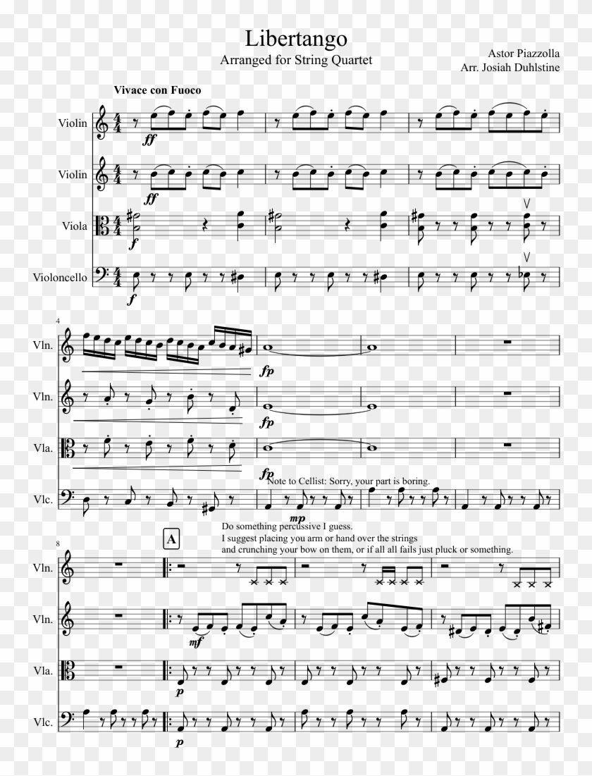 Libertango Sheet Music Composed By Astor Piazzolla - Piazzolla Libertango Sheet Music Clipart