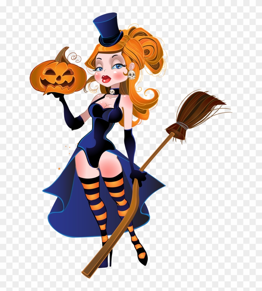 Tubes Halloween Pumpkin Png, Teen Décor, Steampunk - Witch With Broom Clipart #4273574