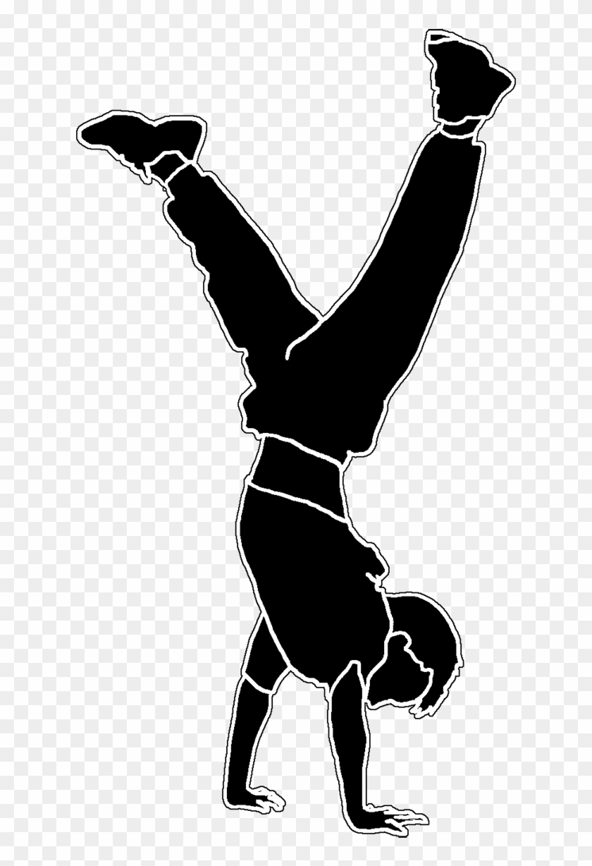 Kid Jumping Png Black And White - Boy Doing Handstand Silhouette Clipart