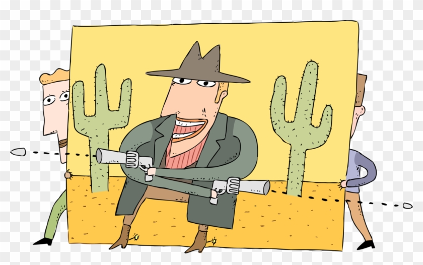 Vector Illustration Of Western Movie Film Bad Guy Shoots - Western Film Clipart - Png Download #4274572