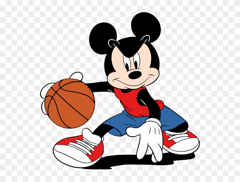 Mickey Mouse Playing Basketball - Mickey Mouse Basketball Coloring Pages Clipart