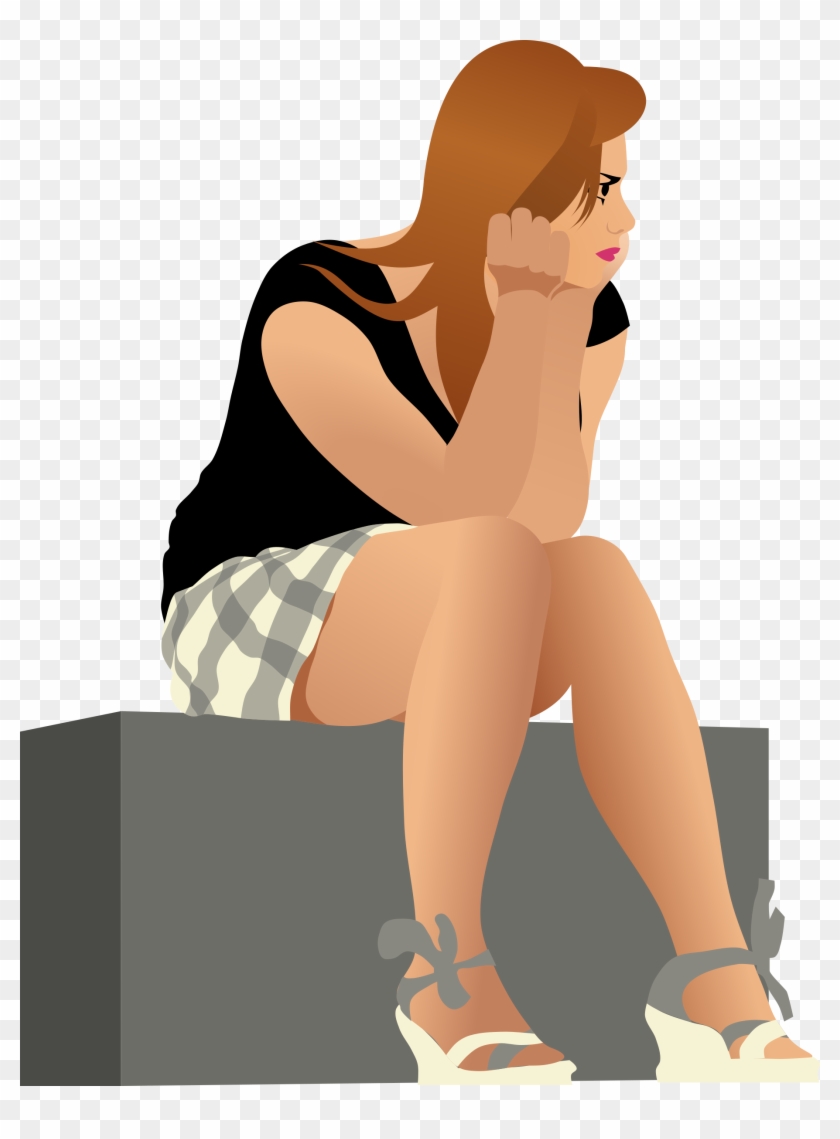 This Free Icons Png Design Of Waiting Girl Ph By Rones - Girl Sitting Cartoon Png Clipart