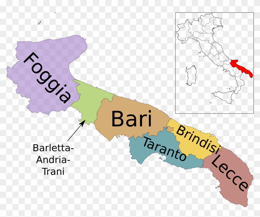 Map Of Region Of Apulia, Italy, With Provinces-it - Capoluoghi Di Provincia Puglia Clipart