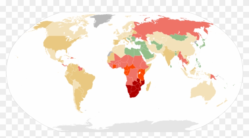 Aids And Hiv Prevalence - Daylight Savings World Map Clipart